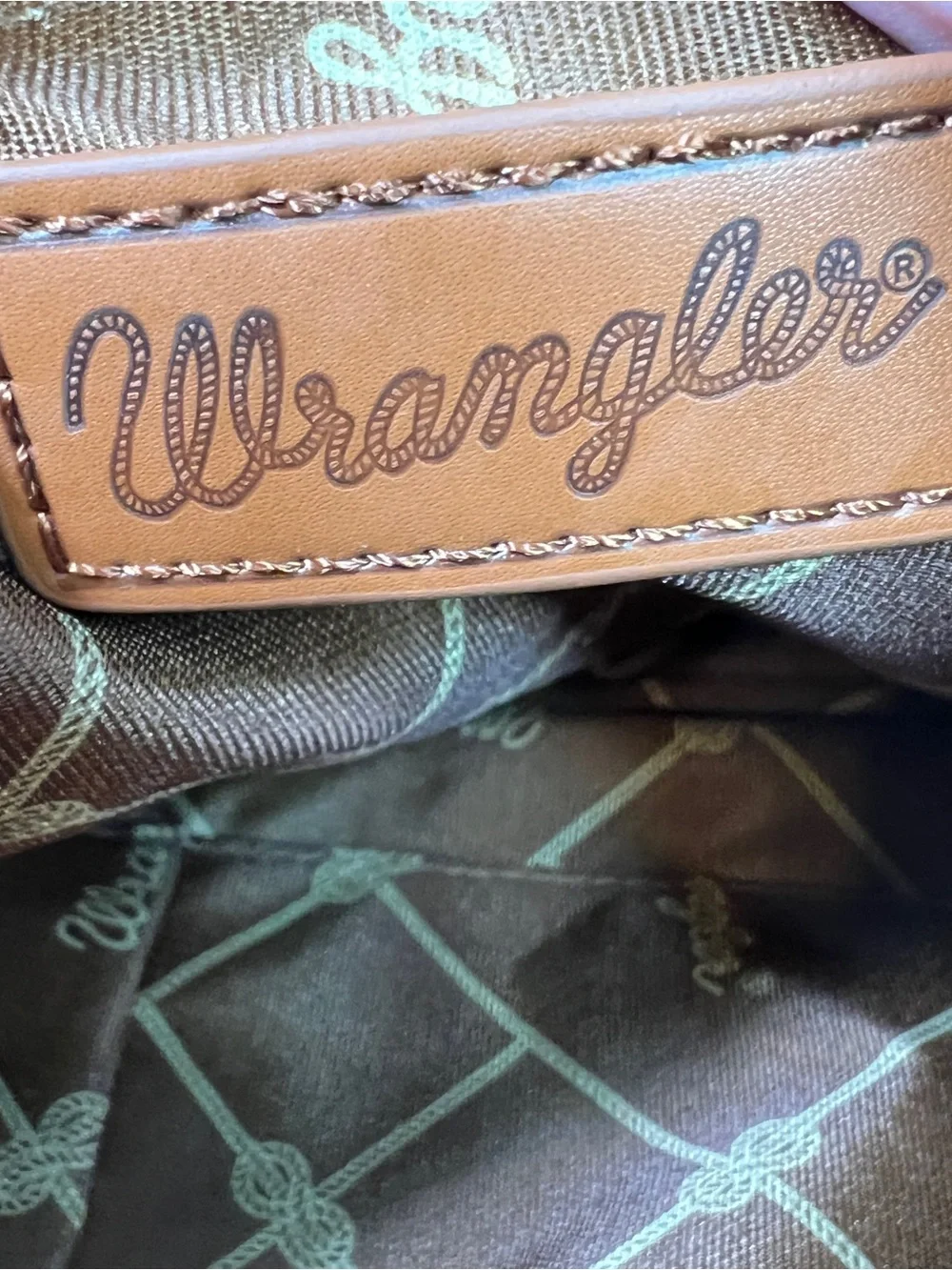 Wrangler Montana West Hobo Two Tone Brown Top Handle Zip Closure Handbag
